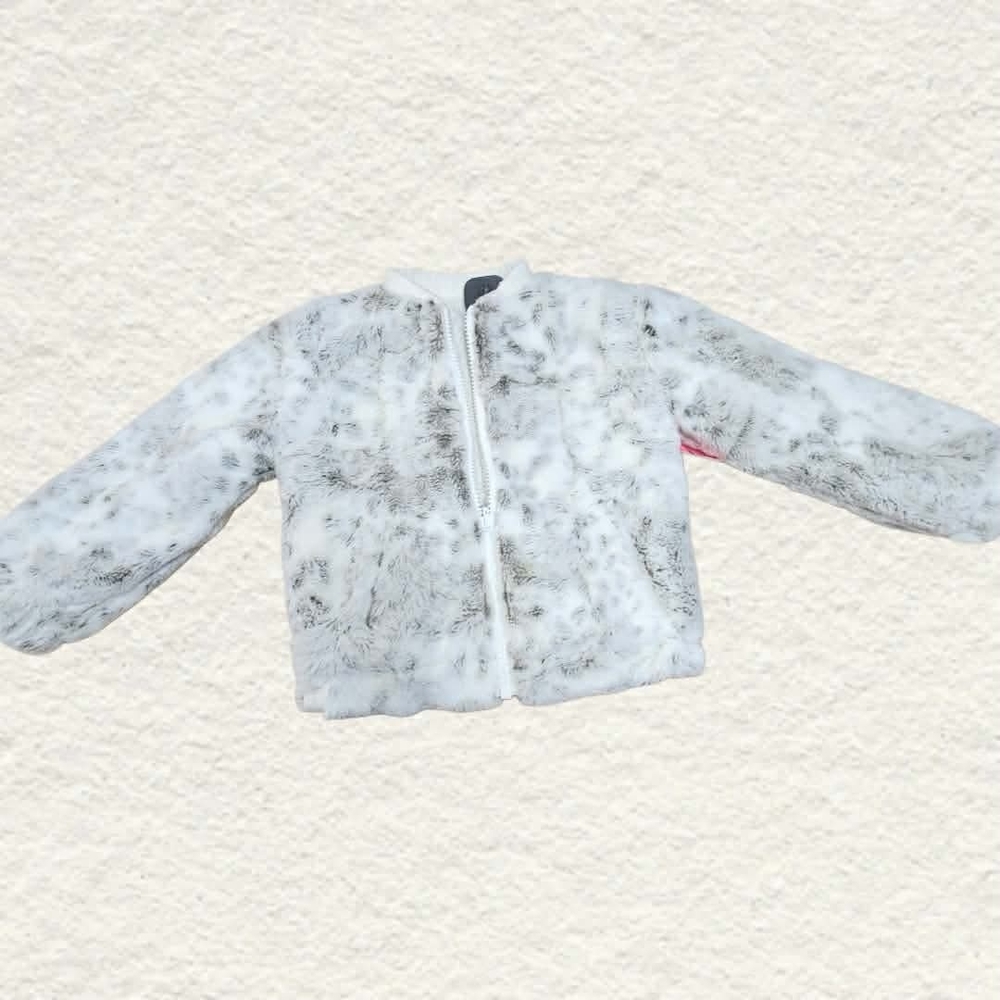 Barefoot Dreams Kids Cozy Faux Fur Jacket - Cream and Gray